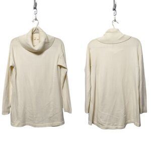 Anthropologie MOTH Cream Turtleneck Tunic Sweater